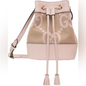 Gucci Pink & Beige Mini GG Ophidia Bucket Bag